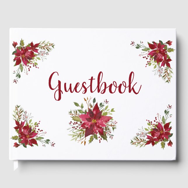 Vacker Red Poinsettias Guestbook Gästböcker (Framsida)