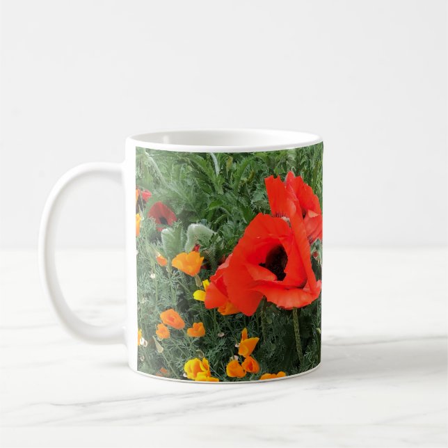 Vacker Red Poppy Kaffemugg (Vänster)