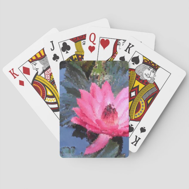 Vacker Red Rosa Lila Waterlily Casinokort (Baksidan)