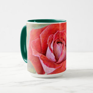 Vacker Red Rosa ros Flower Art Mugg Kopp