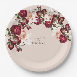 Vacker Red Rosa ros White Lilies Bröllop Pape