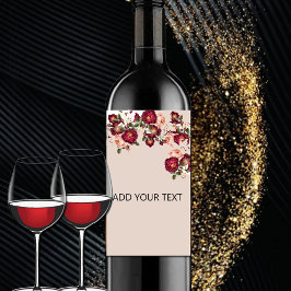 Vacker Red Rosa ros White Lilies Bröllop Vinflaska Etikett