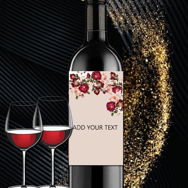 Vacker Red Rosa ros White Lilies Bröllop Vinflaska Etikett (Skapare uppladdad)