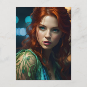 Vacker Redhead Woman Vykort