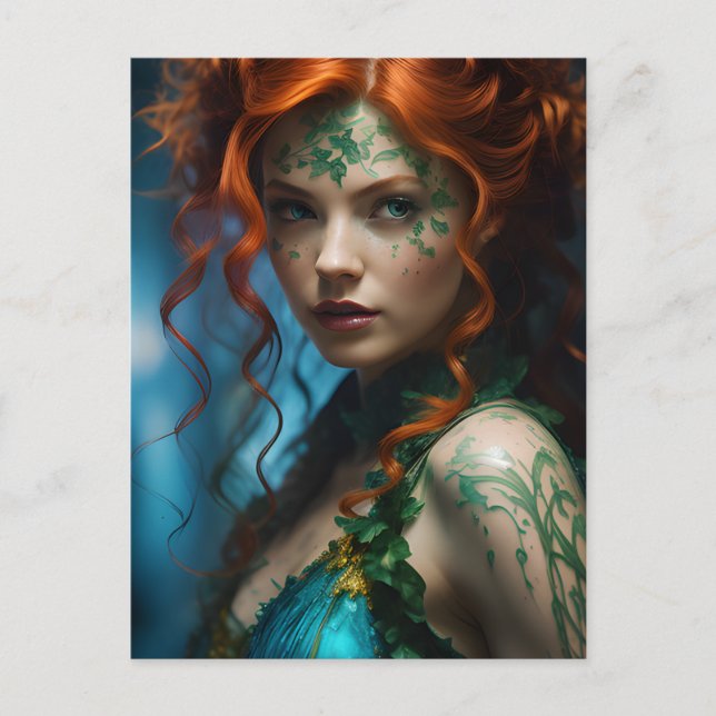 Vacker Redhead Woman Vykort (Framsida)