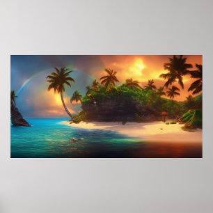 Vacker regnbåge i södra Stilla havet Poster