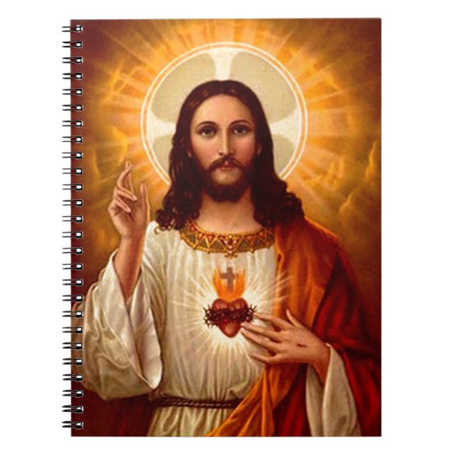 Vacker religiös bild av Jesu heliga hjärta Anteckningsbok (Framsidan)