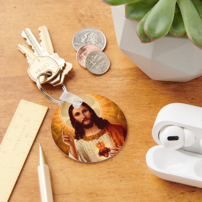 Vacker religiös bild av Jesu heliga hjärta Nyckelring (Skrivbord)