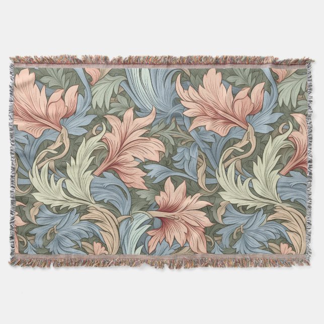 Vacker retro botanisk konst Elegant utseende Blå Filt (Framsidan)