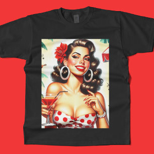 Vacker Retro Kvinna Illustration T Shirt