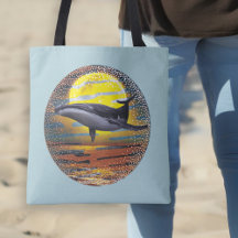 Vacker Retro Sunset Whale Breacher