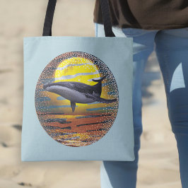 Vacker Retro Sunset Whale Breacher Tygkasse