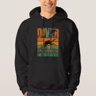 Vacker Retro Vintage Scuba Dykning Dykare Hoodie