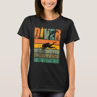 Vacker Retro Vintage Scuba Dykning Dykare T Shirt
