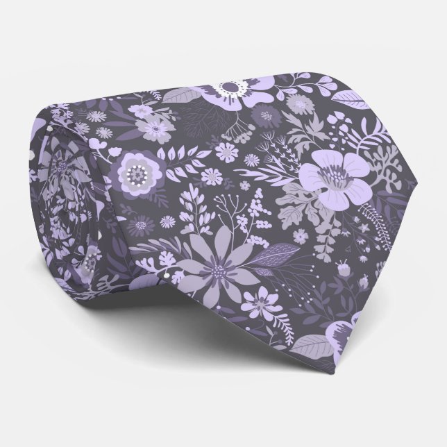 Vacker retroinspirerad blå pastellfärgad blommig m slips (Rullad)
