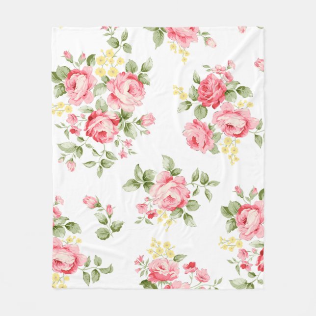 Vacker ro-blomman mönster, liten blommigt bouqu fleecefilt (Framsidan)