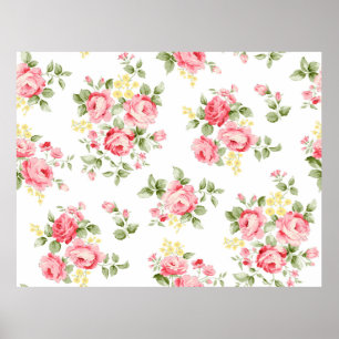 Vacker ro-blomman mönster, liten blommigt bouqu poster