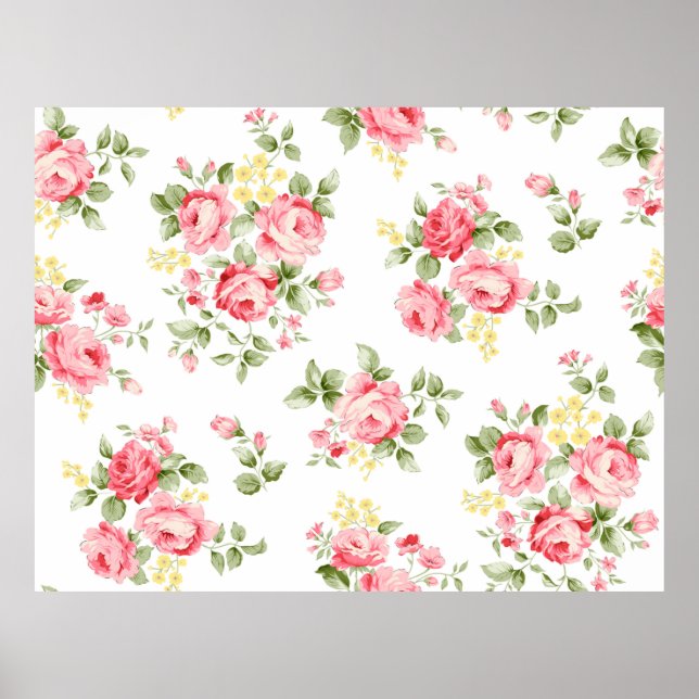 Vacker ro-blomman mönster, liten blommigt bouqu poster (Framsidan)
