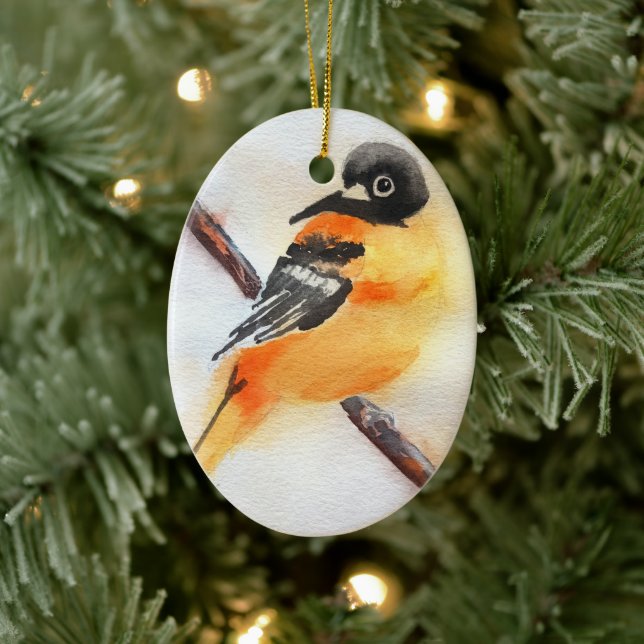 Vacker Robin Watercolor Jul Julgransprydnad Keramik (Träd)