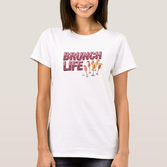 Vacker röd BRUNCH LIV Tröjdesign T Shirt (Framsida)