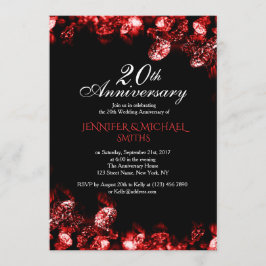 Vacker röd diamant bröllopsjubileum inbjudan