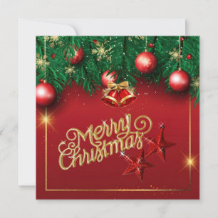 Vacker Röd Guld God Jul Önskningskort Inbjudningar