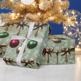 Vacker röd, guld, grön julgransprydnad ornament presentpapper