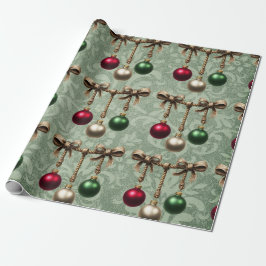 Vacker röd, guld, grön julgransprydnad ornament presentpapper