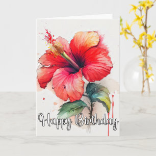 Vacker röd Hibiscus Flower Art Kort