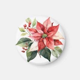 Vacker röd jul Poinsettia Magnet