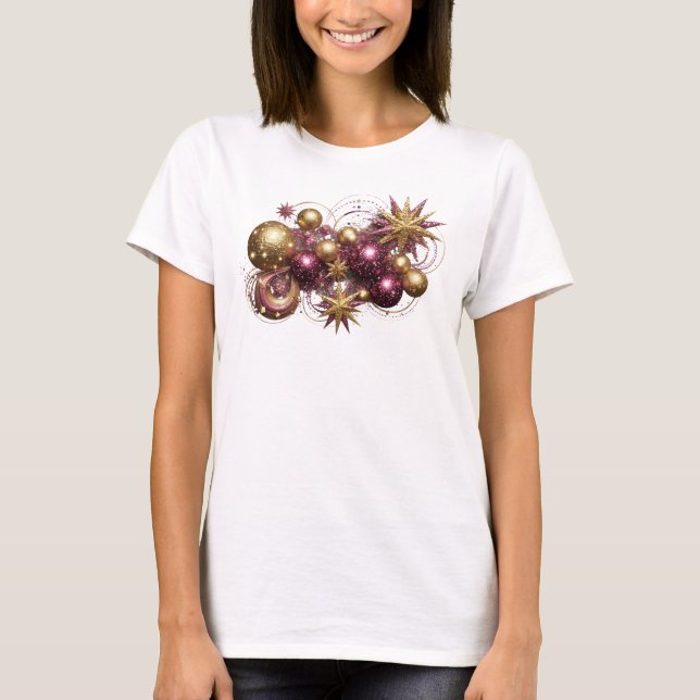 Vacker röd julmagisk grafisk t-shirt (Framsida)