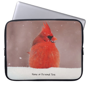Vacker Röd Kardinalfågel Snö Personlig Bärbar Dato Laptop Fodral