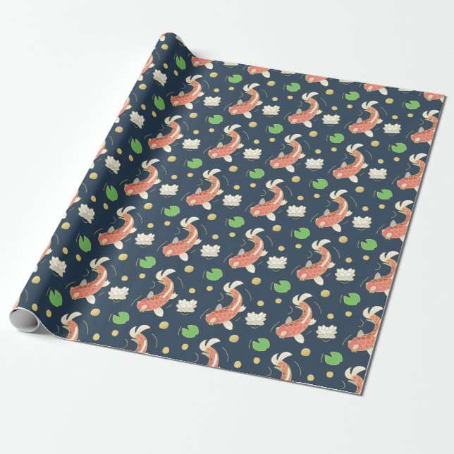 Vacker röd Koi Presentpapper (Utrullad)