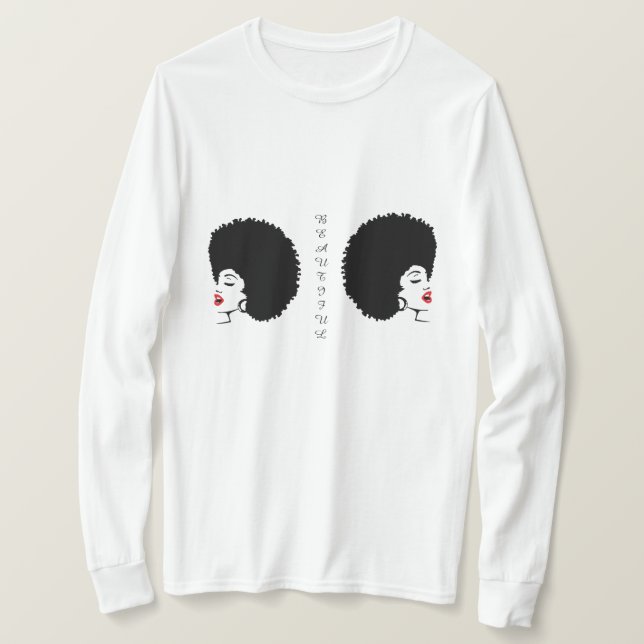 Vacker röd läpp Afro T-shirt (Design framsida)