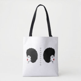 Vacker röd läpp Afro-totebag Tygkasse