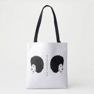 Vacker röd läpp Afro-totebag Tygkasse