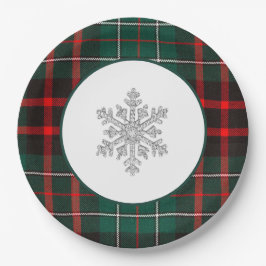 Vacker röd och grön julplaid snöflinga