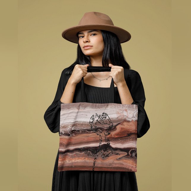 Vacker röd Orange Marble med Ro Tygkasse (Beautiful Red Orange Marble with Roses Tote Bag)