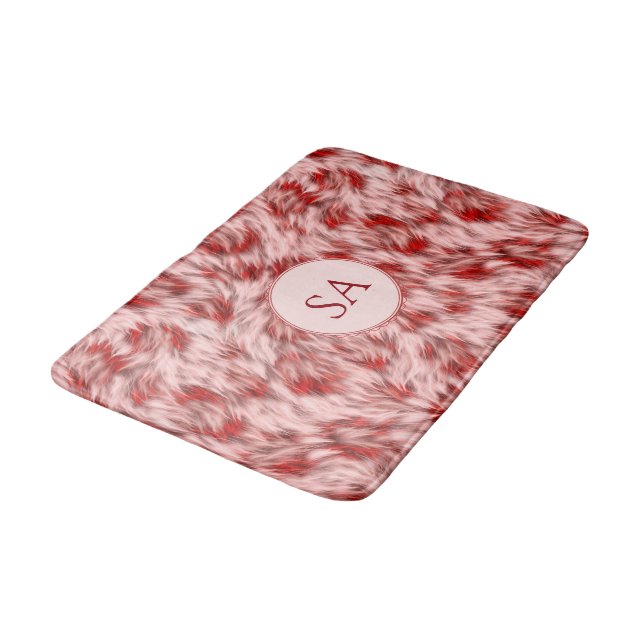 Vacker röd & rosa monogram badmatta badrumsmatta (Vinklad)
