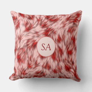 Vacker röd & rosa monogram fyrkantig kudde
