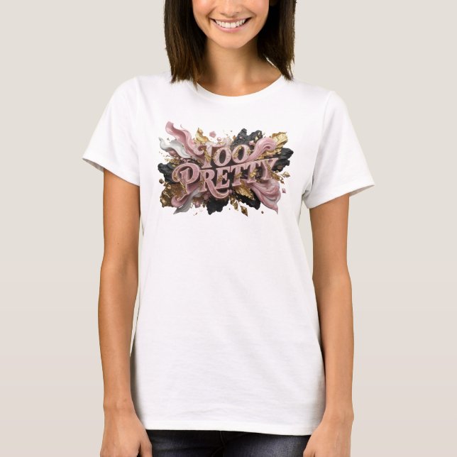 Vacker röd TOO PRETTY Grafisk T-shirt (Framsida)