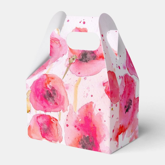 Vacker röd vallmo blomsterbröllopstårta presentför presentaskar (Framsidan Sidan)