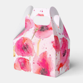 Vacker röd vallmo blomsterbröllopstårtfavoritlåda presentaskar