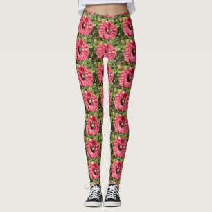 Vacker röd vallmoväxande makroleggins leggings