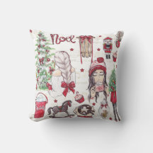 Vacker röd vattenfärgad julhand målad