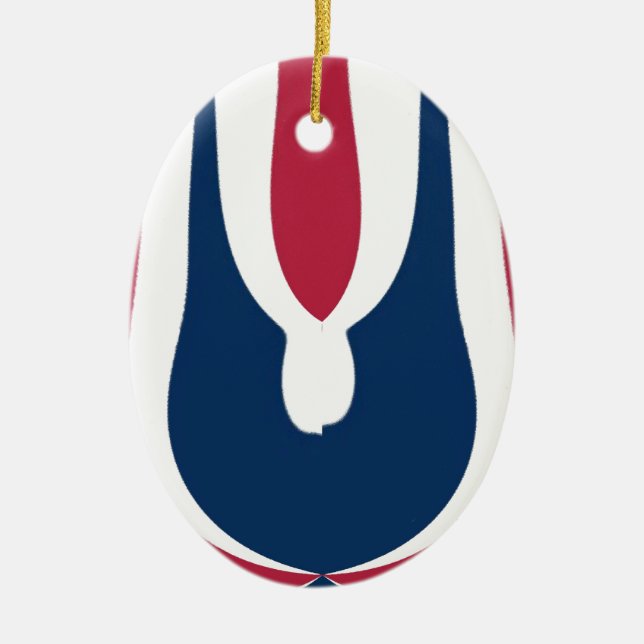 Vacker röd, vit, blå Struktur Färg-Abstrakten Julgransprydnad Keramik (Framsidan)