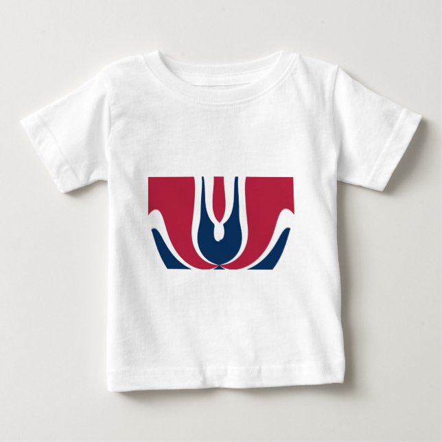 Vacker röd, vit, blå Struktur Färg-Abstrakten T-shirt (Framsida)