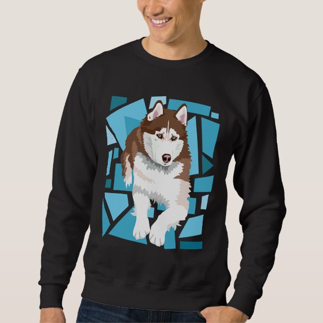 Vacker rödbrun sibirisk husky lång ärmad tröja (Framsida)