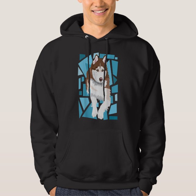 vacker rödbrunt Siberian husky med blå öga Hoodie (Framsida)