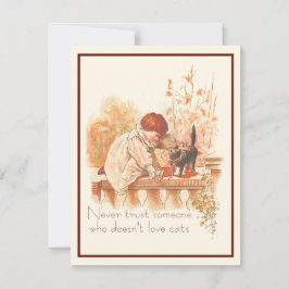 Vacker rödhårig unge med kattunge Katt citat Anteckningskort